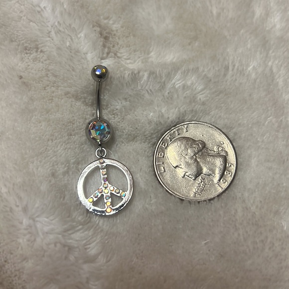 Iridescent peace sign belly ring - Picture 2 of 2